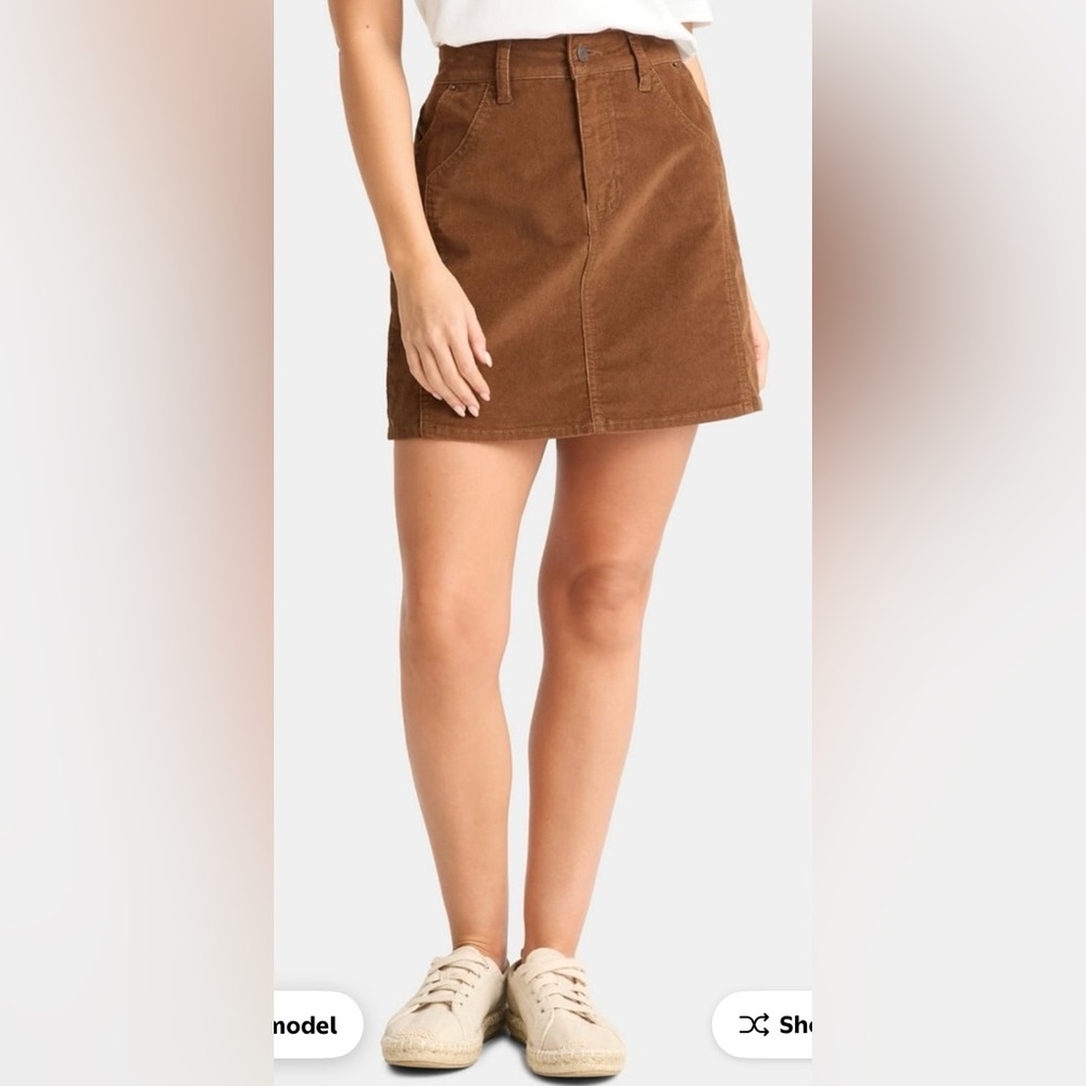 Time and Tru Women's Corduroy Mini Skirt- Warm Coffee